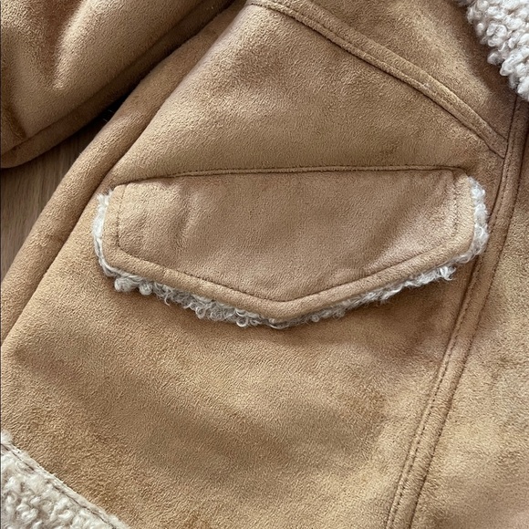 Zara Kids Tan Suede Style Kids Jacket with Sherpa Trim - Picture 5 of 6